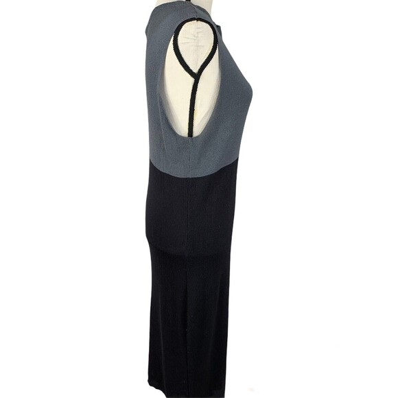 Merona Sweater Dress Women XL Midi Length Shift Block Color Black Gray - Picture 4 of 11